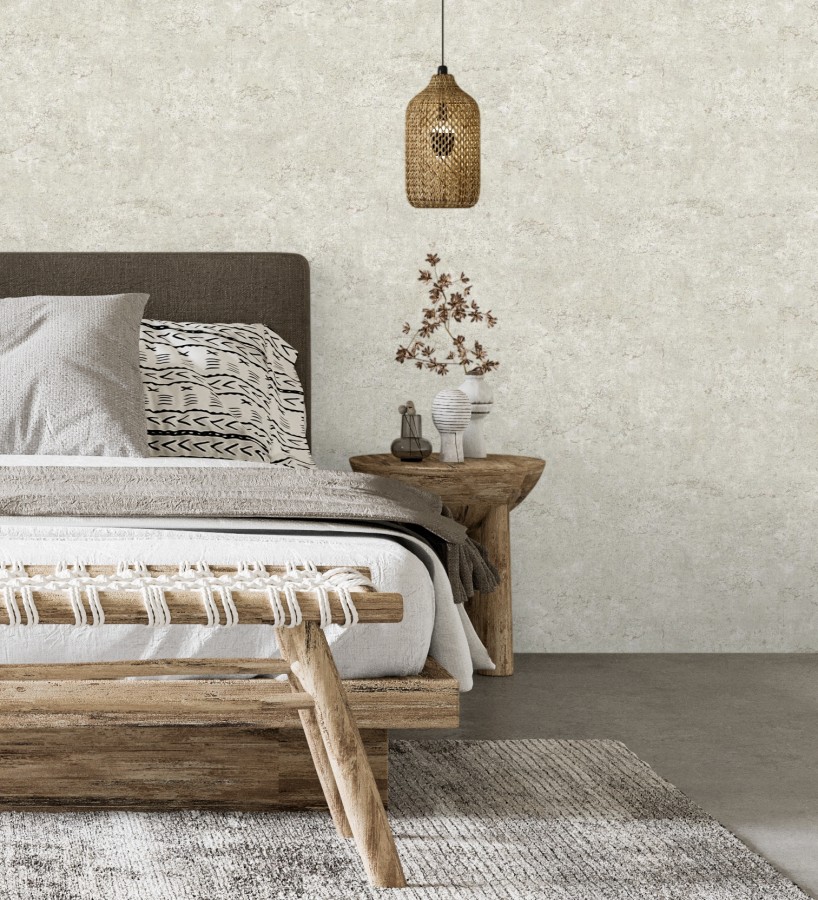 Papel pintado efecto pared de piedra natural blanco hueso  Oni Stone 681867