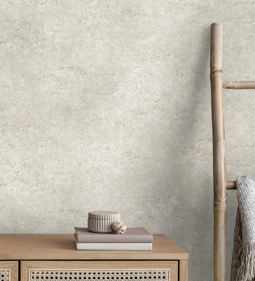 Papel pintado efecto pared de piedra natural blanco hueso  Oni Stone 681867