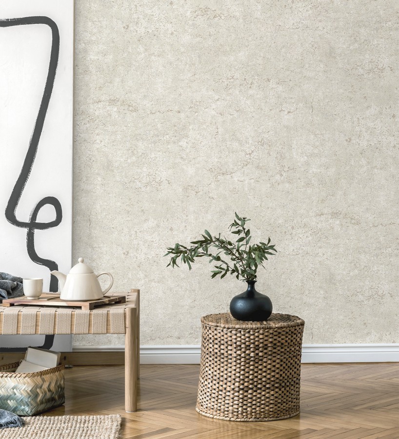 Papel pintado efecto pared de piedra natural blanco hueso  Oni Stone 681867