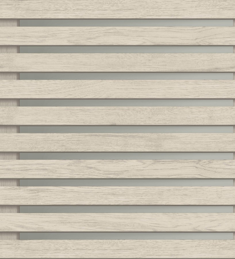 Papel pintado listones de madera natural en paneles fondo claro  Thabo 681959