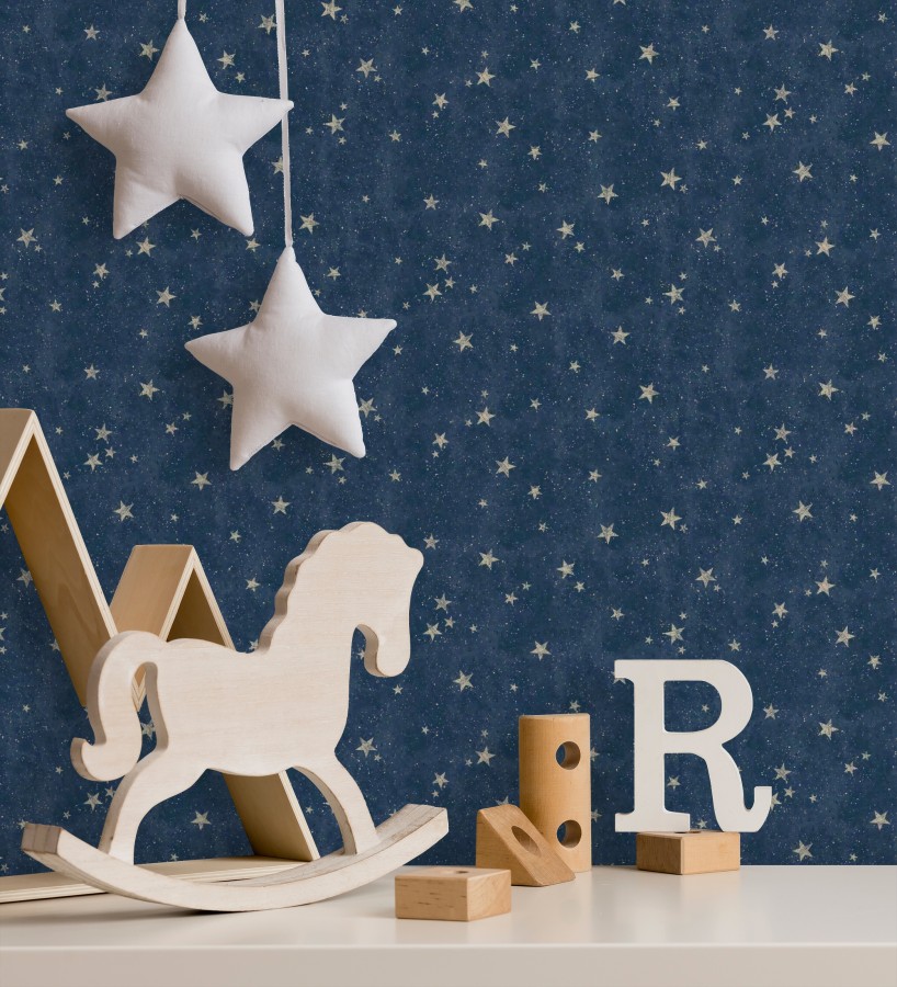 Papel pintado infantil de cielo azul con estrellas doradas  Itzel 681983