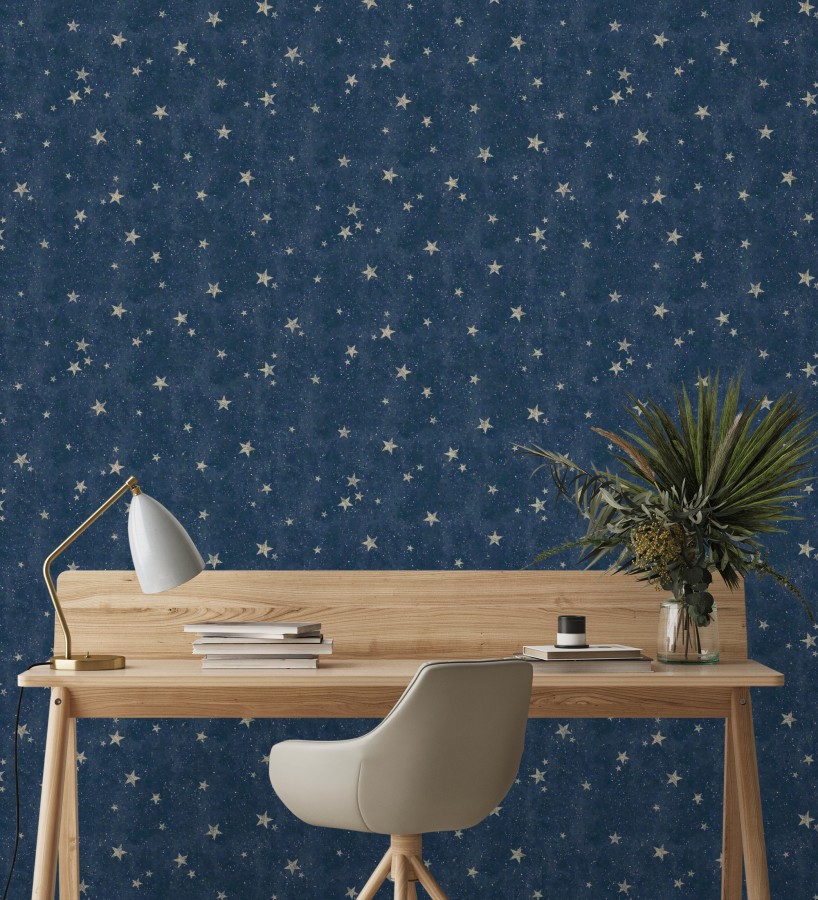 Papel pintado infantil de cielo azul con estrellas doradas  Itzel 681983
