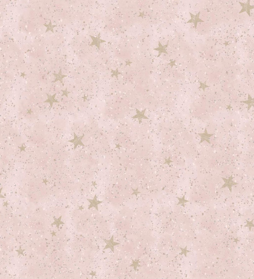 Papel pintado infantil de cielo rosa con estrellas doradas  Itzel 681984