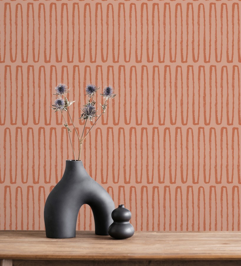 Papel pintado étnico diseño geométrico africano tonos canela   Barak 682040