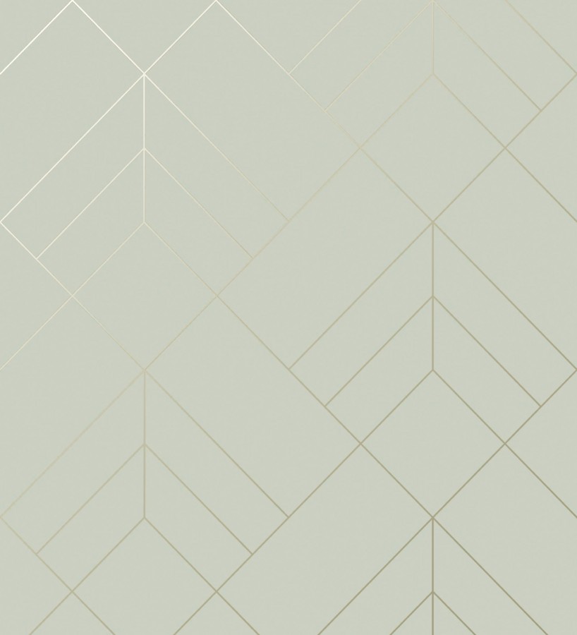 Papel pintado geométrico de rombos con líneas doradas fondo gris cálido estilo Art déco  Arnova 682082