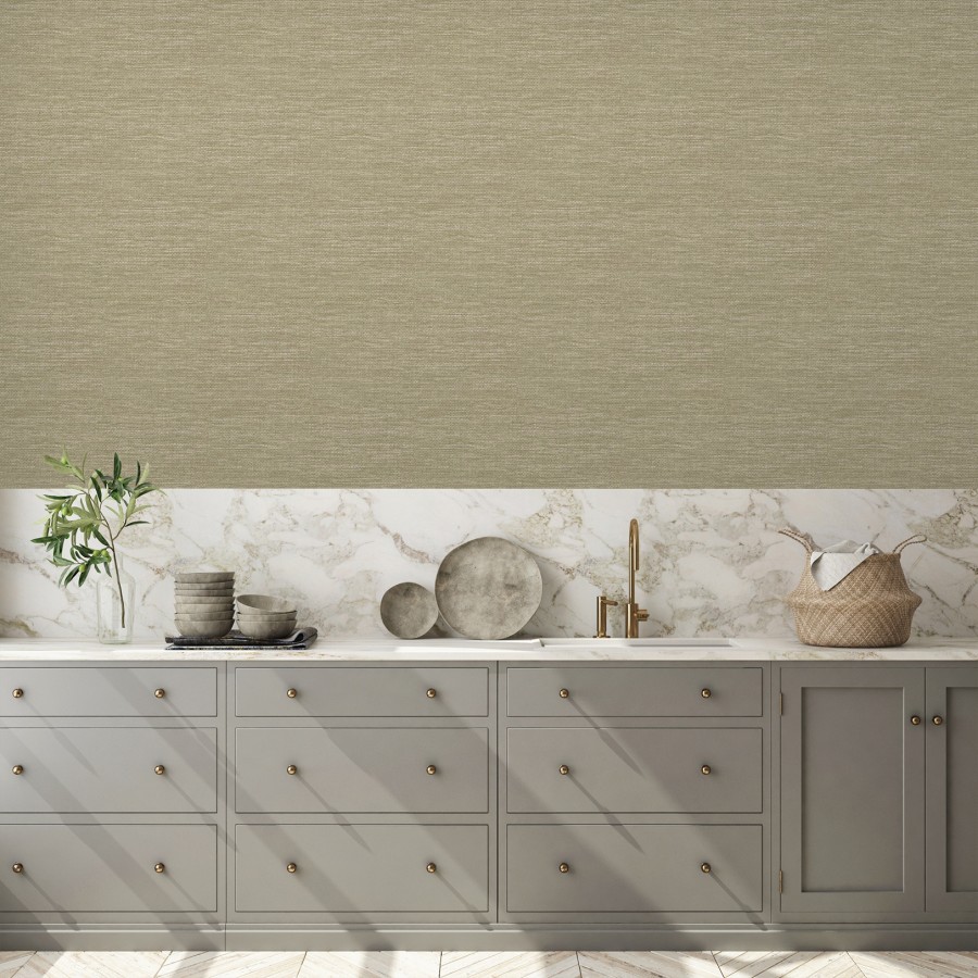 Papel pintado rafia con fibras de sisal color natural  Studs Texture 682100