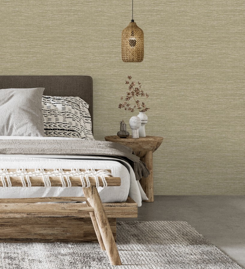 Papel pintado rafia con fibras de sisal color natural  Studs Texture 682100