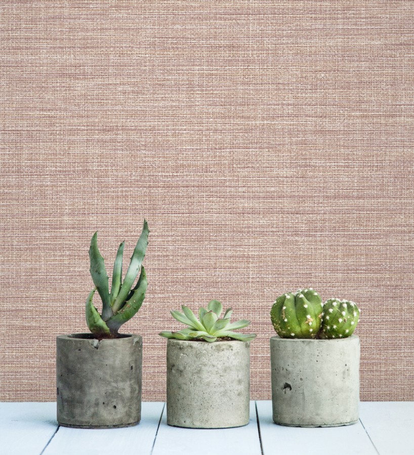 Papel pintado efecto fibra vegetal tejida y teñida con textura  Soho Fabric 682346