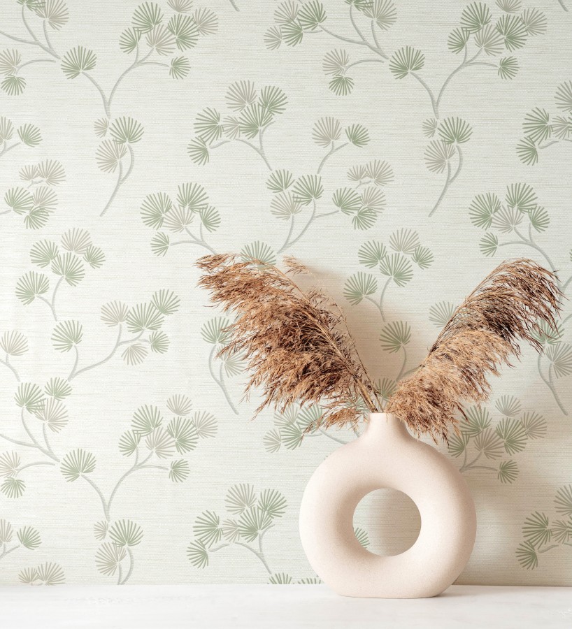 Papel pintado de flores japonesas verdes  Evolet Garden 682375