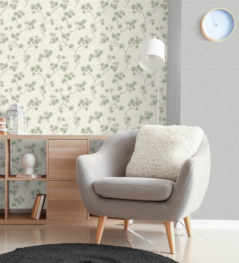Papel pintado de flores japonesas verdes  Evolet Garden 682375