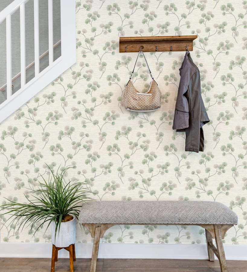 Papel pintado de flores japonesas verdes  Evolet Garden 682375