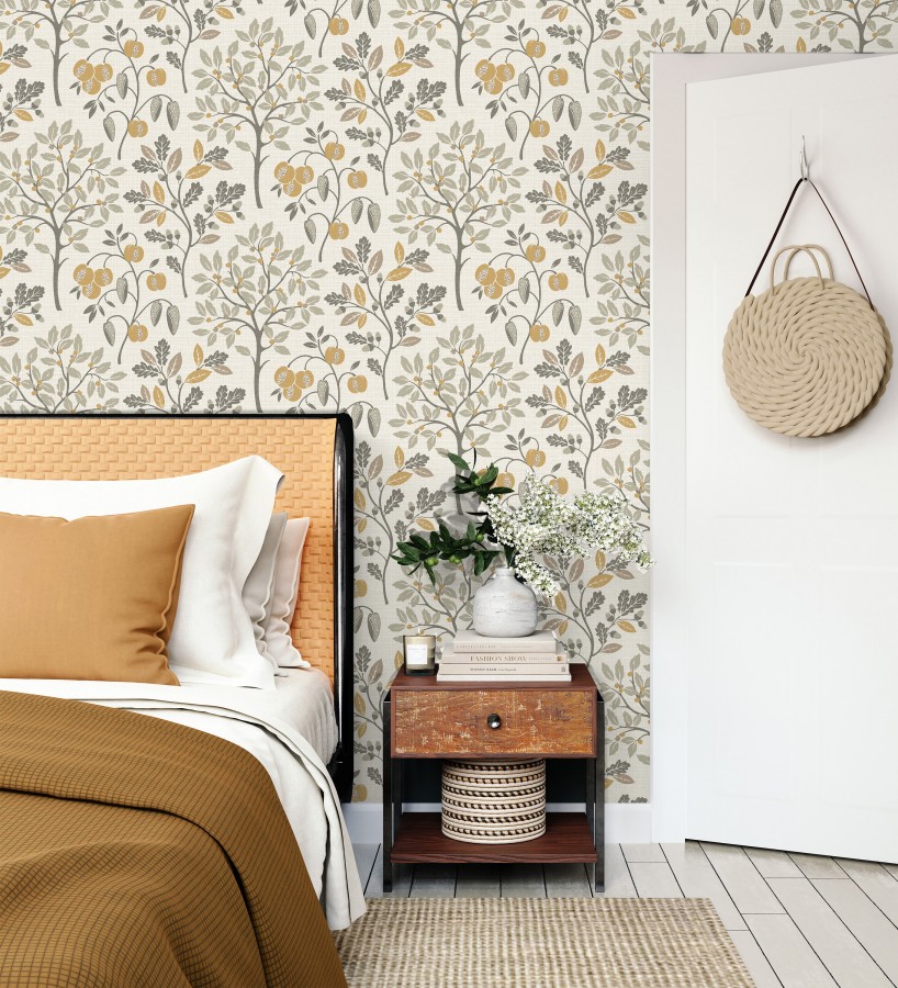 Papel pintado de dibujo de plantas y frutos ligeramente texturizado  Maison Cheryl 682393
