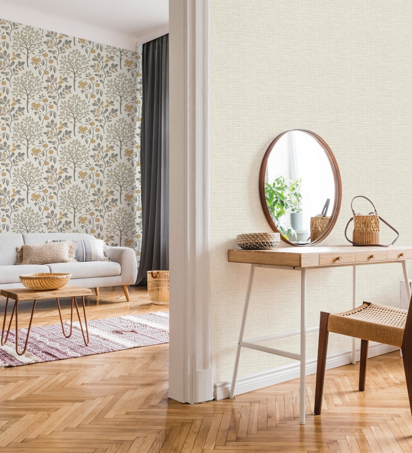 Papel pintado de dibujo de plantas y frutos ligeramente texturizado  Maison Cheryl 682393
