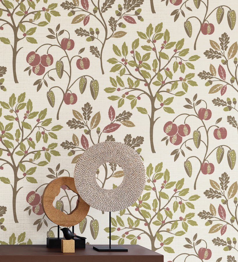 Papel pintado de dibujo de plantas y frutos ligeramente texturizado  Maison Cheryl 682395