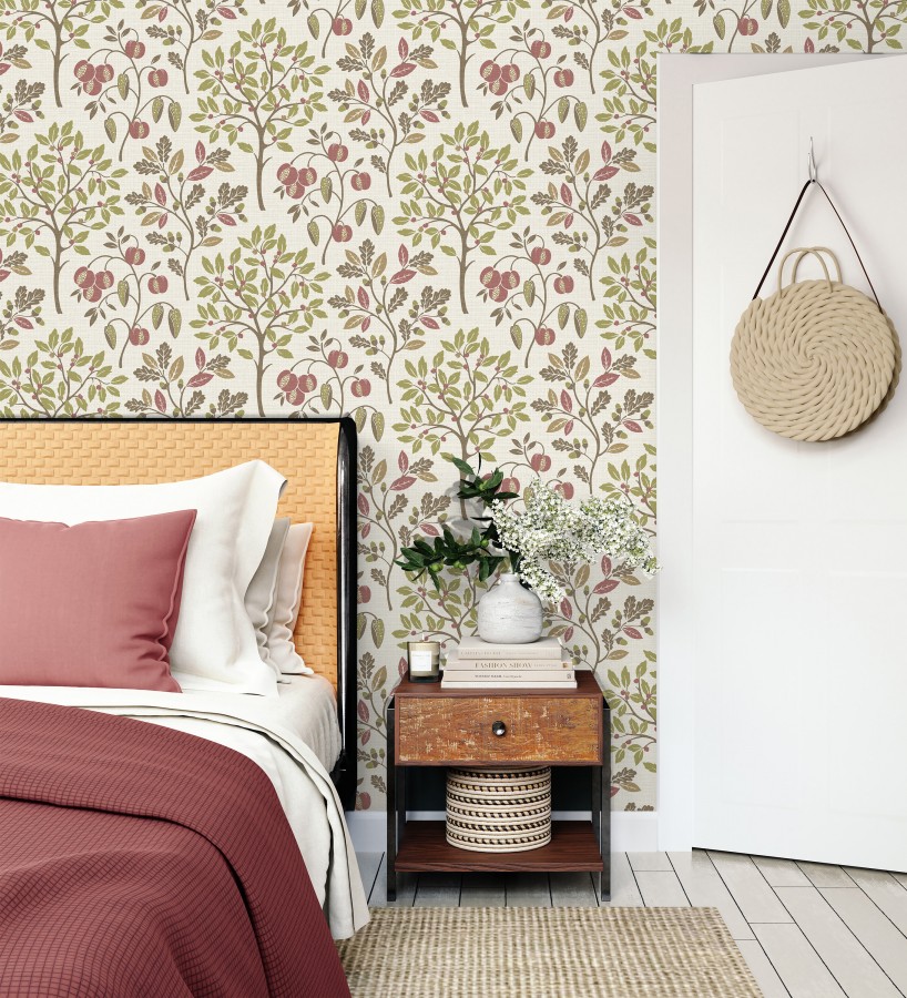 Papel pintado de dibujo de plantas y frutos ligeramente texturizado  Maison Cheryl 682395