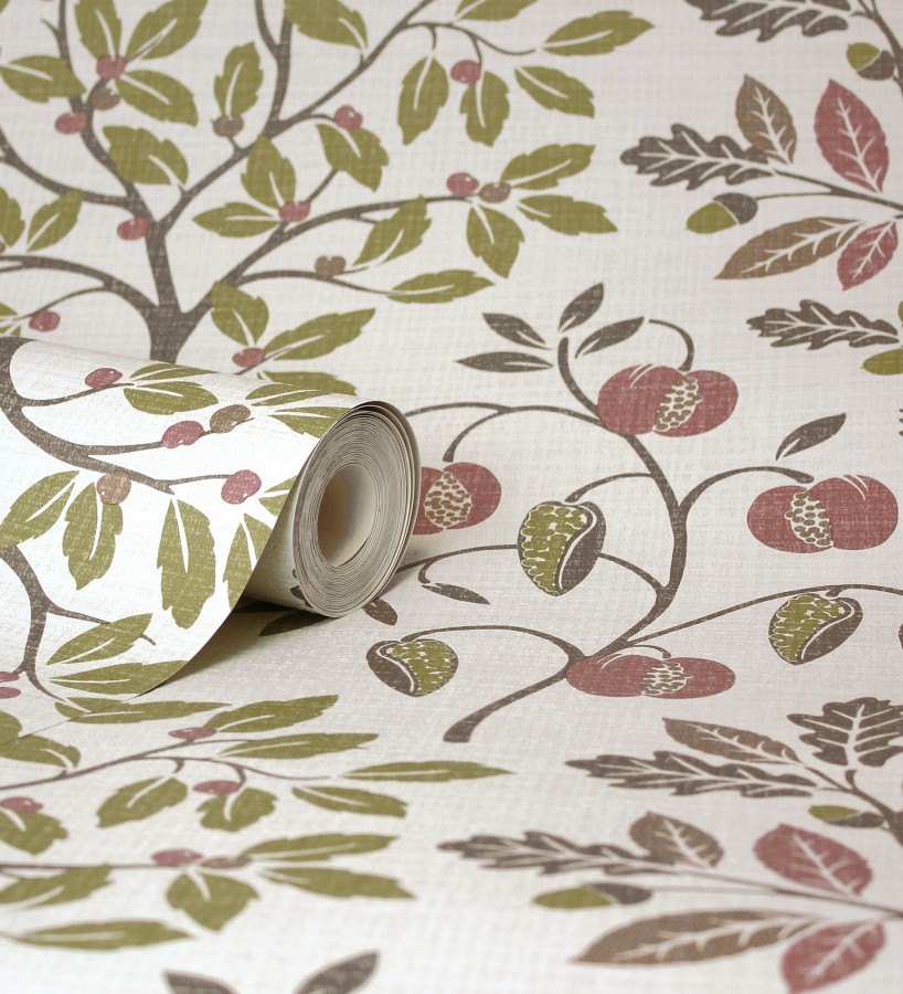 Papel pintado de dibujo de plantas y frutos ligeramente texturizado  Maison Cheryl 682395