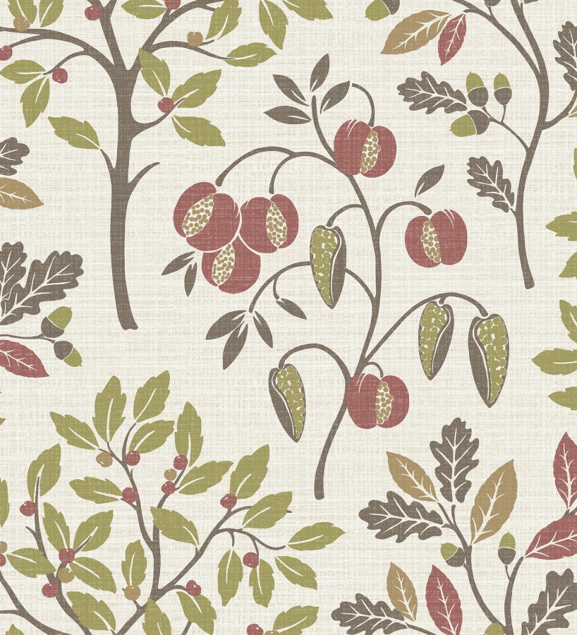 Papel pintado de dibujo de plantas y frutos ligeramente texturizado  Maison Cheryl 682395