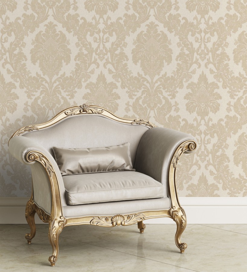 Papel pintado damasco clásico efecto entelado con textura en relieve  Milano Legacy 682834