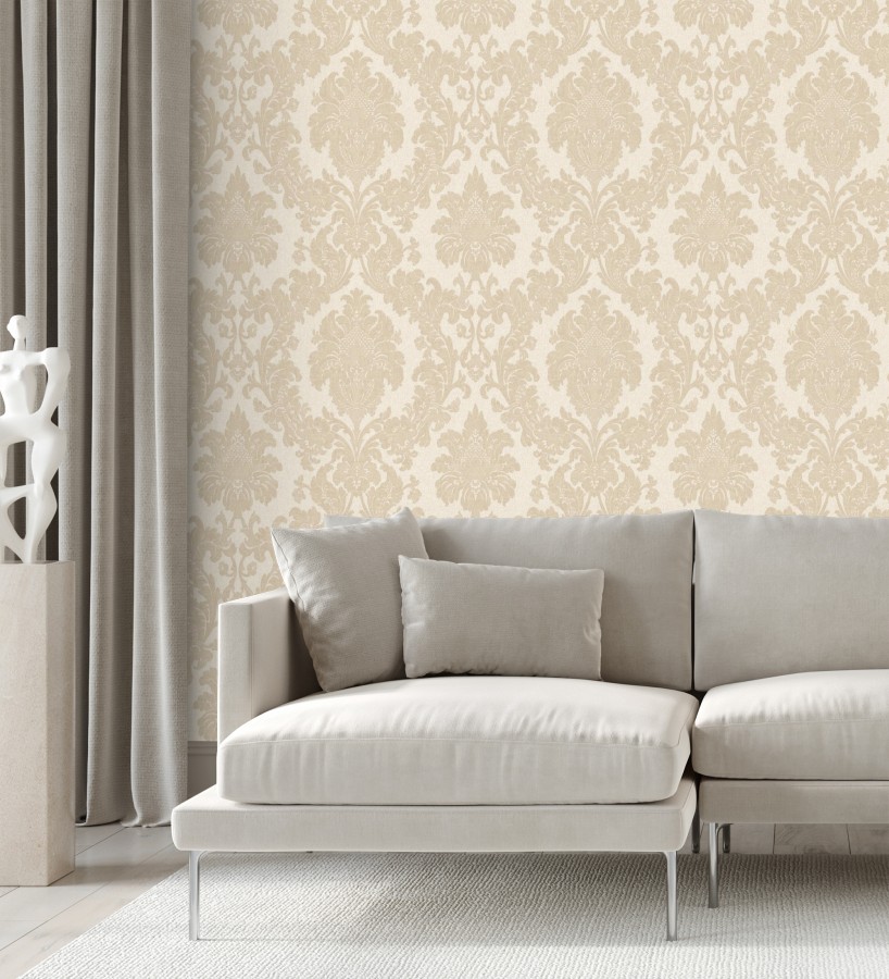 Papel pintado damasco clásico efecto entelado con textura en relieve  Milano Legacy 682834