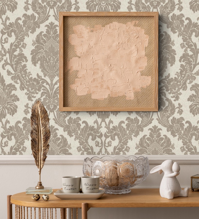 Papel pintado damasco clásico efecto entelado con textura en relieve  Milano Legacy 682836