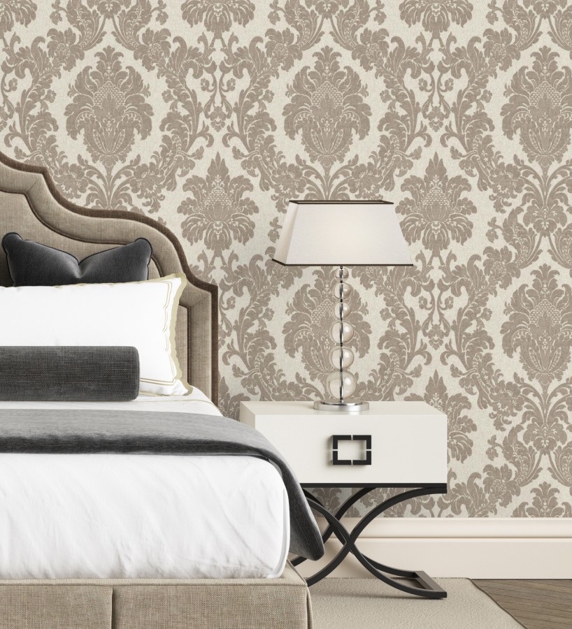 Papel pintado damasco clásico efecto entelado con textura en relieve  Milano Legacy 682836