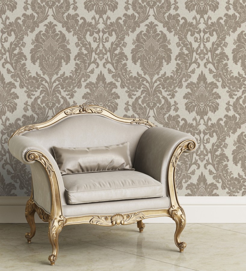 Papel pintado damasco clásico efecto entelado con textura en relieve  Milano Legacy 682836