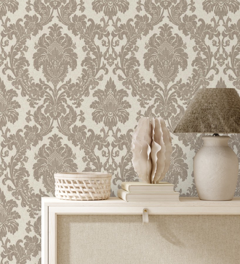 Papel pintado damasco clásico efecto entelado con textura en relieve  Milano Legacy 682836
