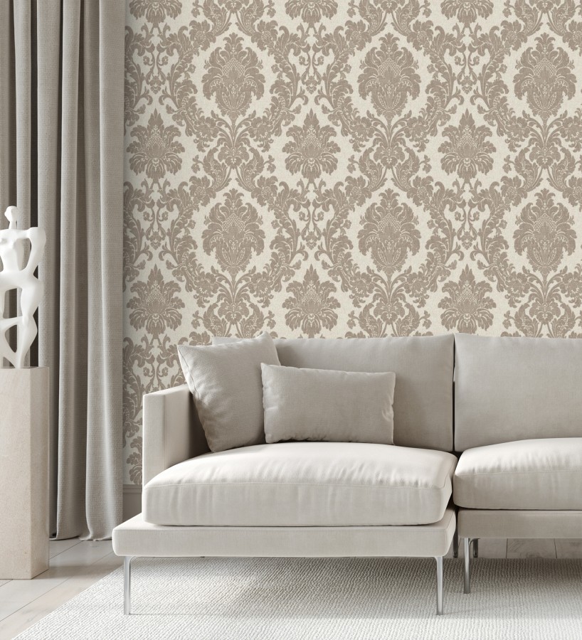 Papel pintado damasco clásico efecto entelado con textura en relieve  Milano Legacy 682836
