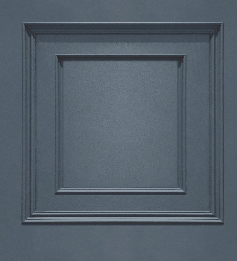 Papel pintado casetones de madera color azul textura en relieve  Bristol Ledge 682854