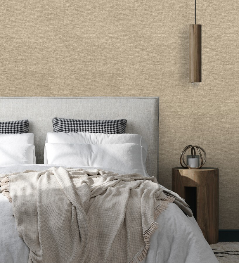 Papel pintado fibra vegetal imitación rafia en relieve color tostado  Rafia Dalia 682882