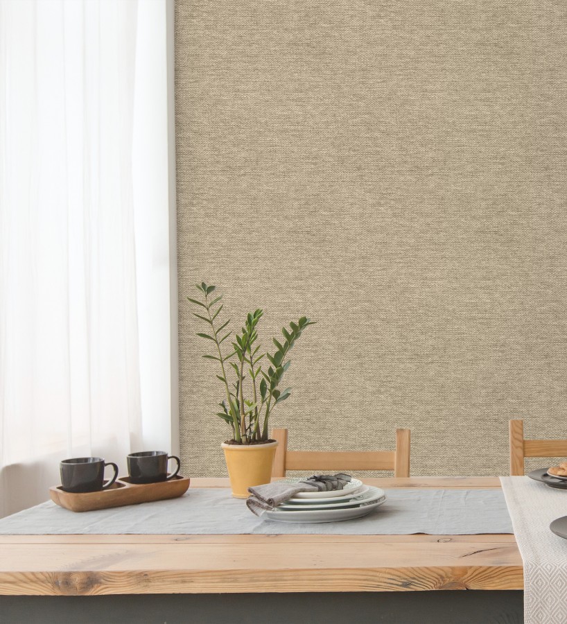 Papel pintado fibra vegetal imitación rafia en relieve color tostado  Rafia Dalia 682882