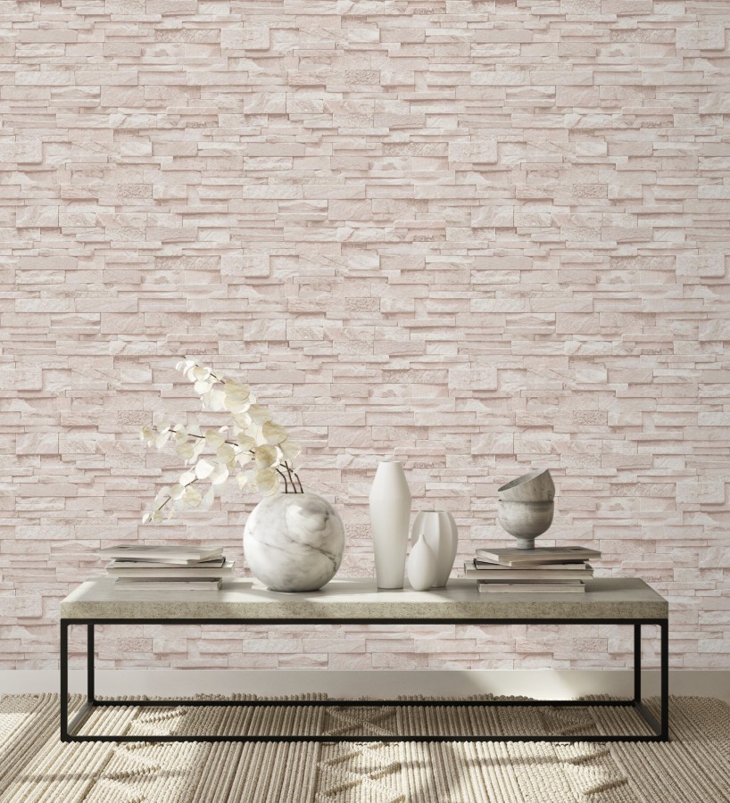 Papel pintado piedra pizarra minimalista color crema  Austin Stone 127675