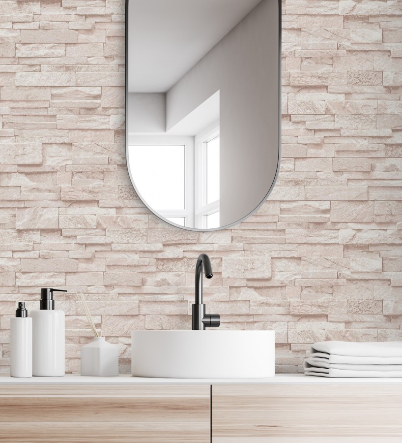 Papel pintado piedra pizarra minimalista color crema  Austin Stone 127675