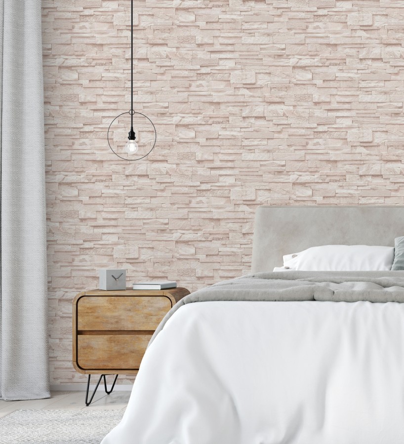 Papel pintado piedra pizarra minimalista color crema  Austin Stone 127675