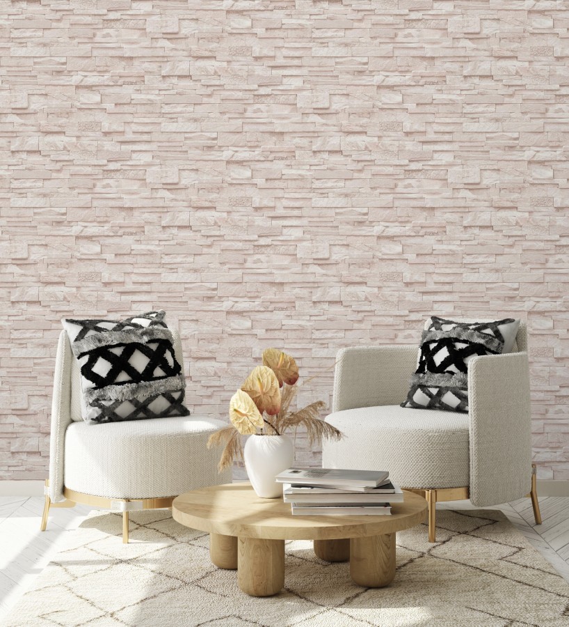 Papel pintado piedra pizarra minimalista color crema  Austin Stone 127675