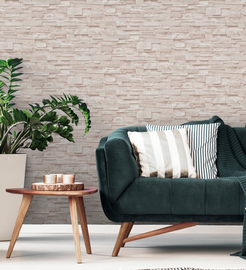 Papel pintado piedra pizarra minimalista color crema  Austin Stone 127675