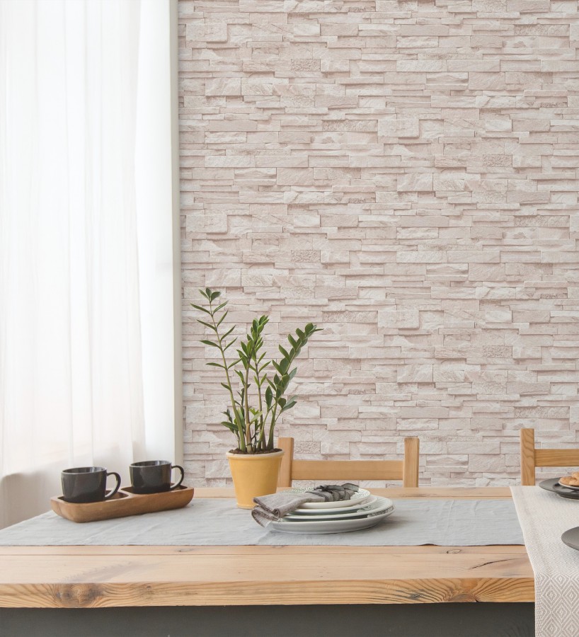 Papel pintado piedra pizarra minimalista color crema  Austin Stone 127675