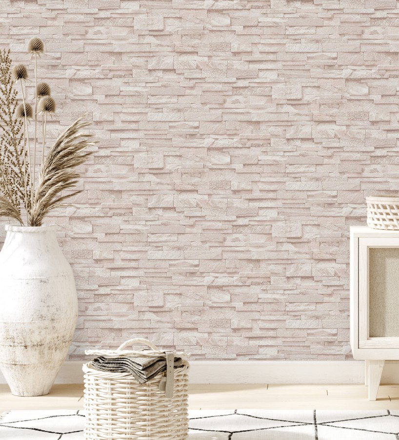 Papel pintado piedra pizarra minimalista color crema  Austin Stone 127675