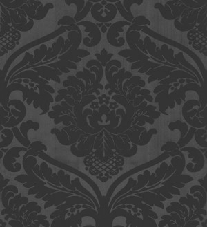 Papel pintado damasco ornamental de corte victoriano negro Senso 421504