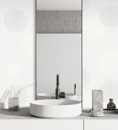 Papel pintado geométrico círculos gris claro con estilo Hansel 451900