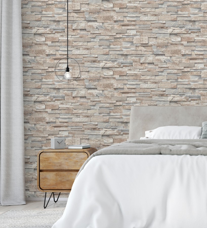 Papel pintado piedra pizarra minimalista tonos arena  Austin Stone 127671