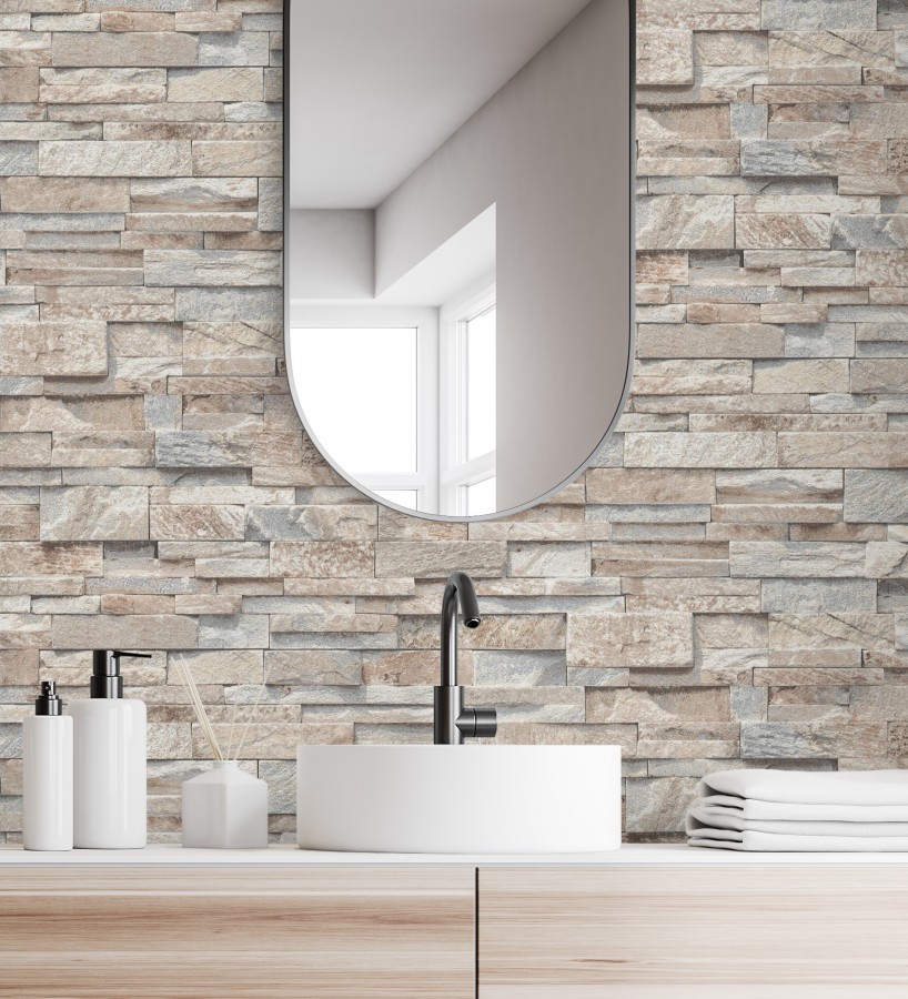 Papel pintado piedra pizarra minimalista tonos arena  Austin Stone 127671