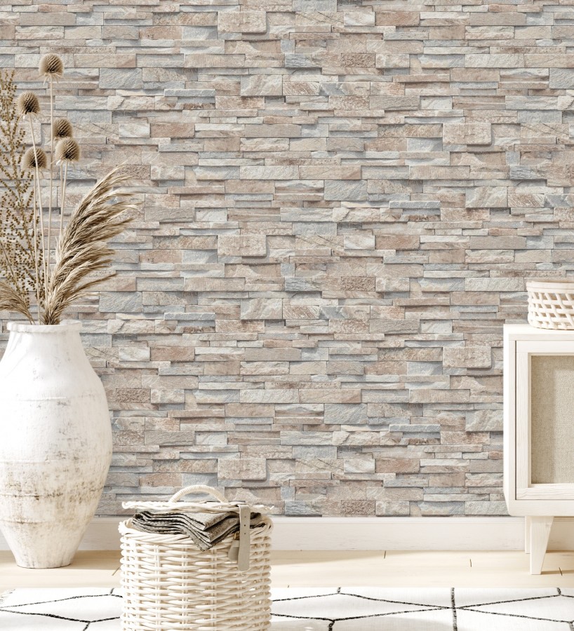 Papel pintado piedra pizarra minimalista tonos arena  Austin Stone 127671