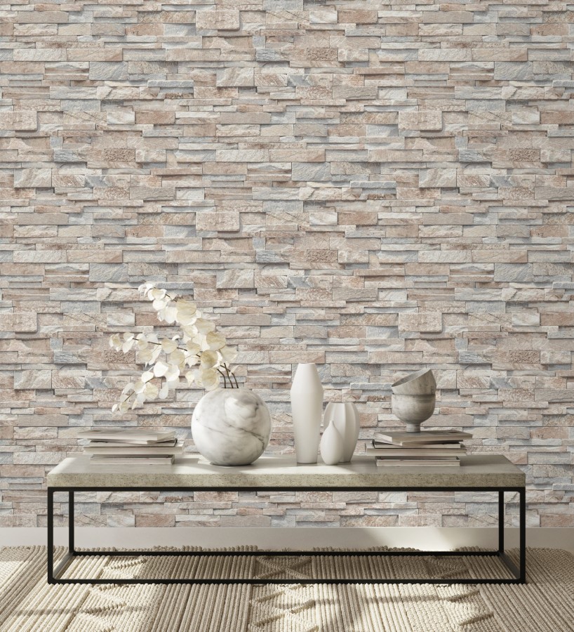 Papel pintado piedra pizarra minimalista tonos arena  Austin Stone 127671