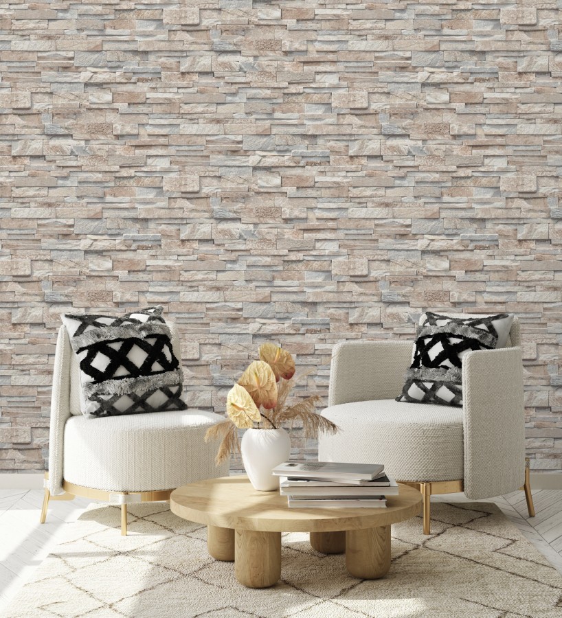 Papel pintado piedra pizarra minimalista tonos arena  Austin Stone 127671
