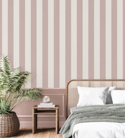 Papel pintado de rayas rosa con textura suave Dijon Stripes 682916