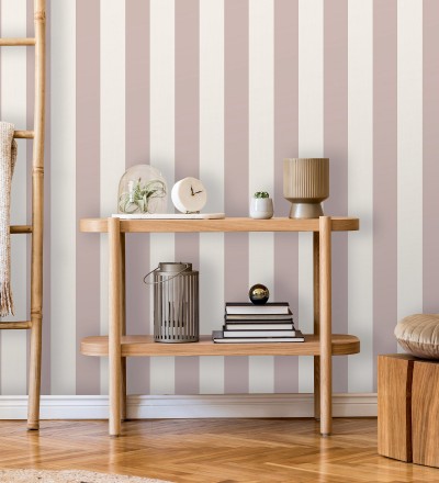 Papel pintado de rayas rosa con textura suave Dijon Stripes 682916