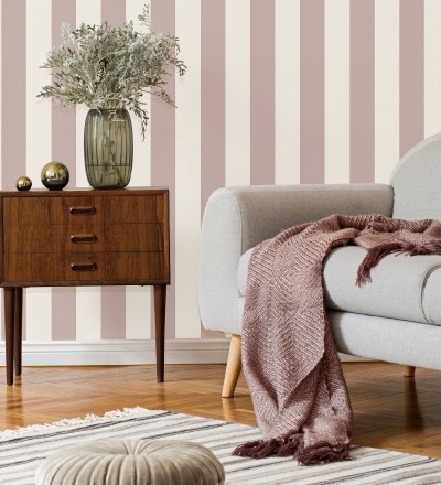Papel pintado de rayas rosa con textura suave Dijon Stripes 682916