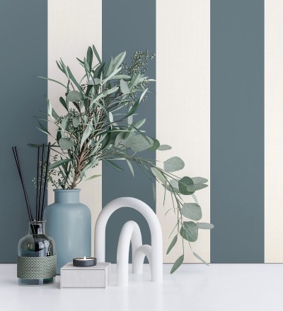 Papel pintado de rayas azul con textura suave Dijon Stripes 682918