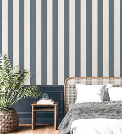 Papel pintado de rayas azul con textura suave Dijon Stripes 682918